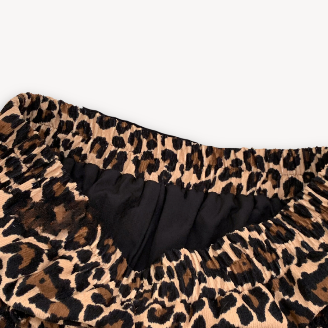 Fashionable Leopard Mini Skirt - Flirty Ruffled Party Dress