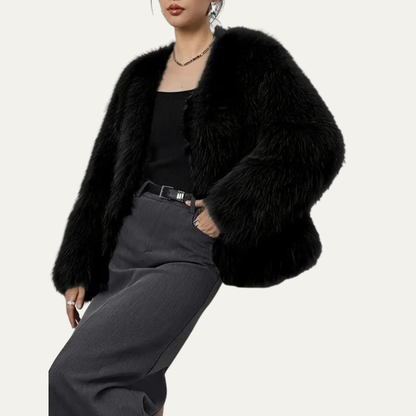 Short Faux Fur Waist Jacket