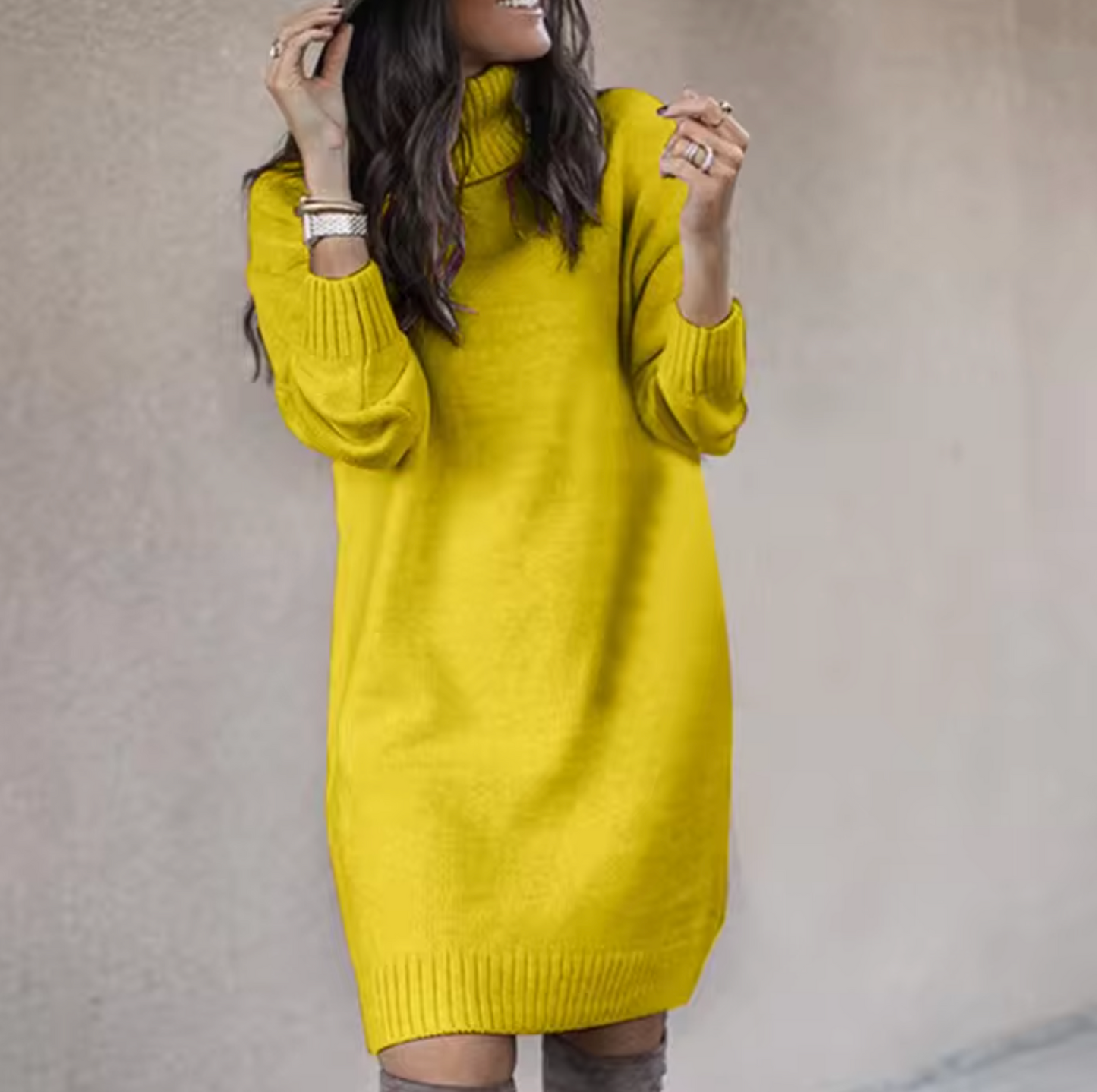 Cozy Cold Weather Turtleneck Sweater Dress