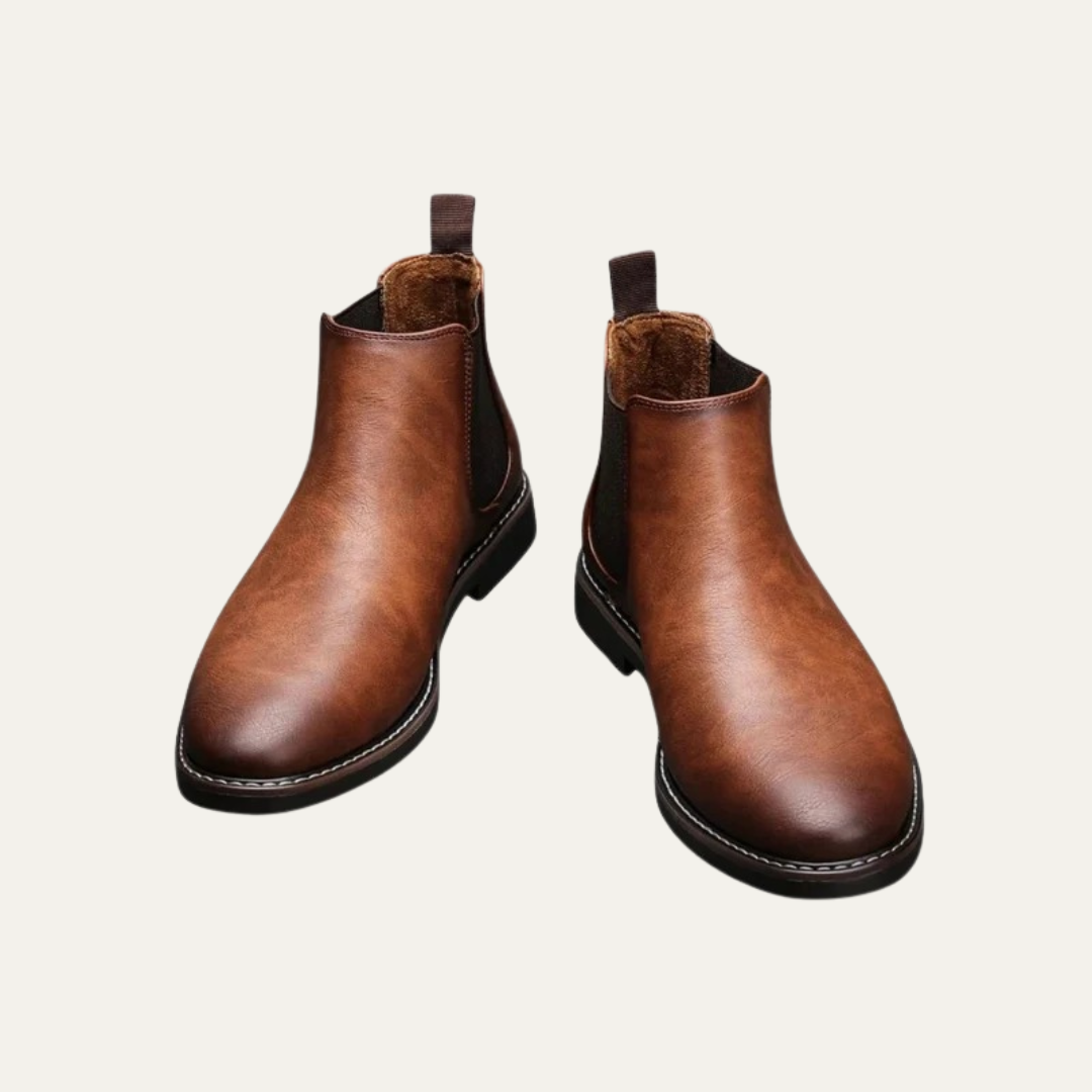 Men's Brown Faux Leather Chelsea Ankle Boot