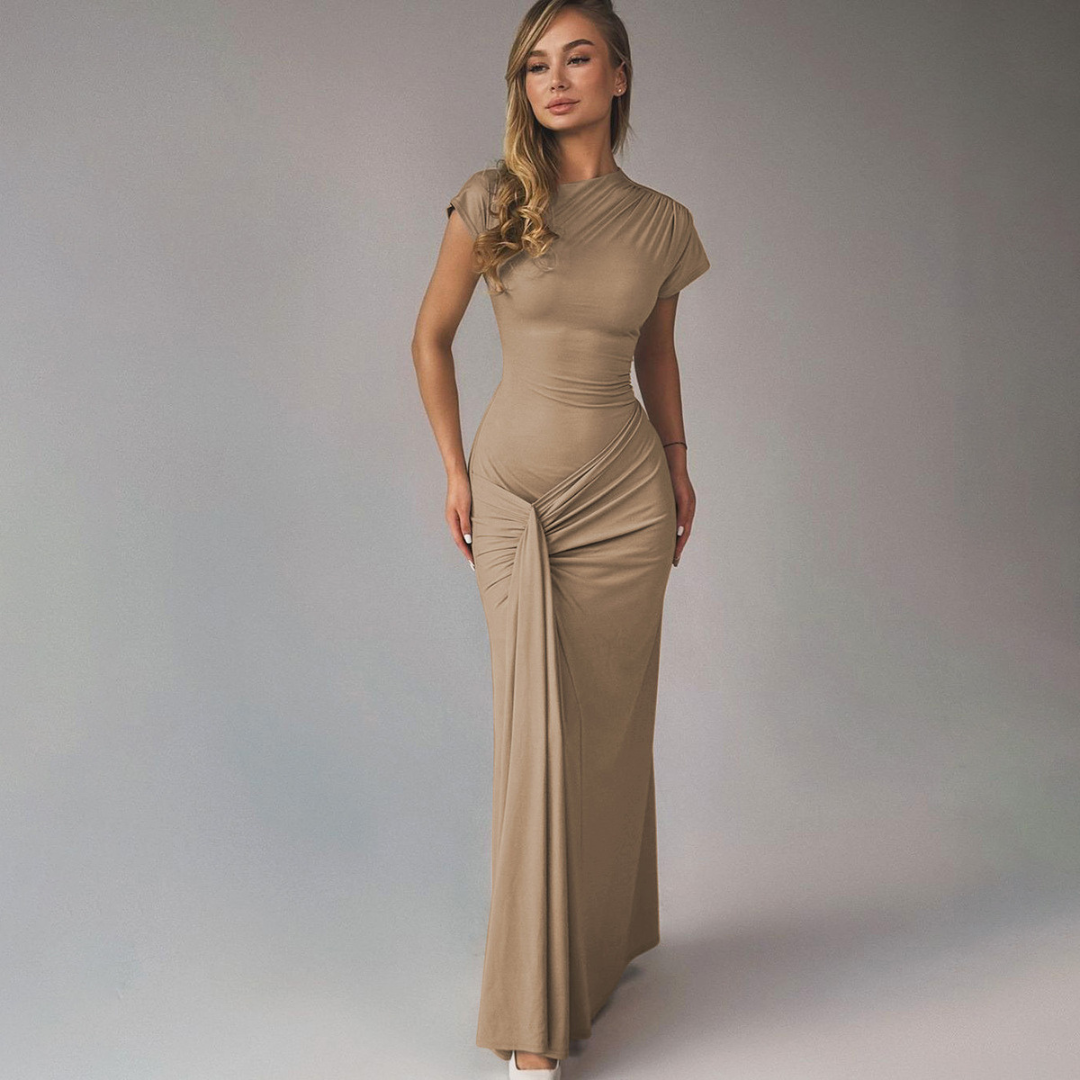 Chic Ruffled Fit and Flare Maxi Dress