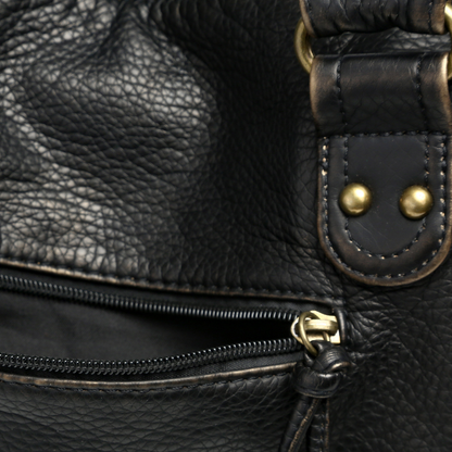 Classic Black Tote Handbag with Zip Pocket