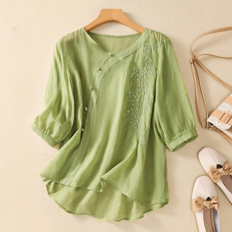 Asymmetrical Button Front Tunic Top