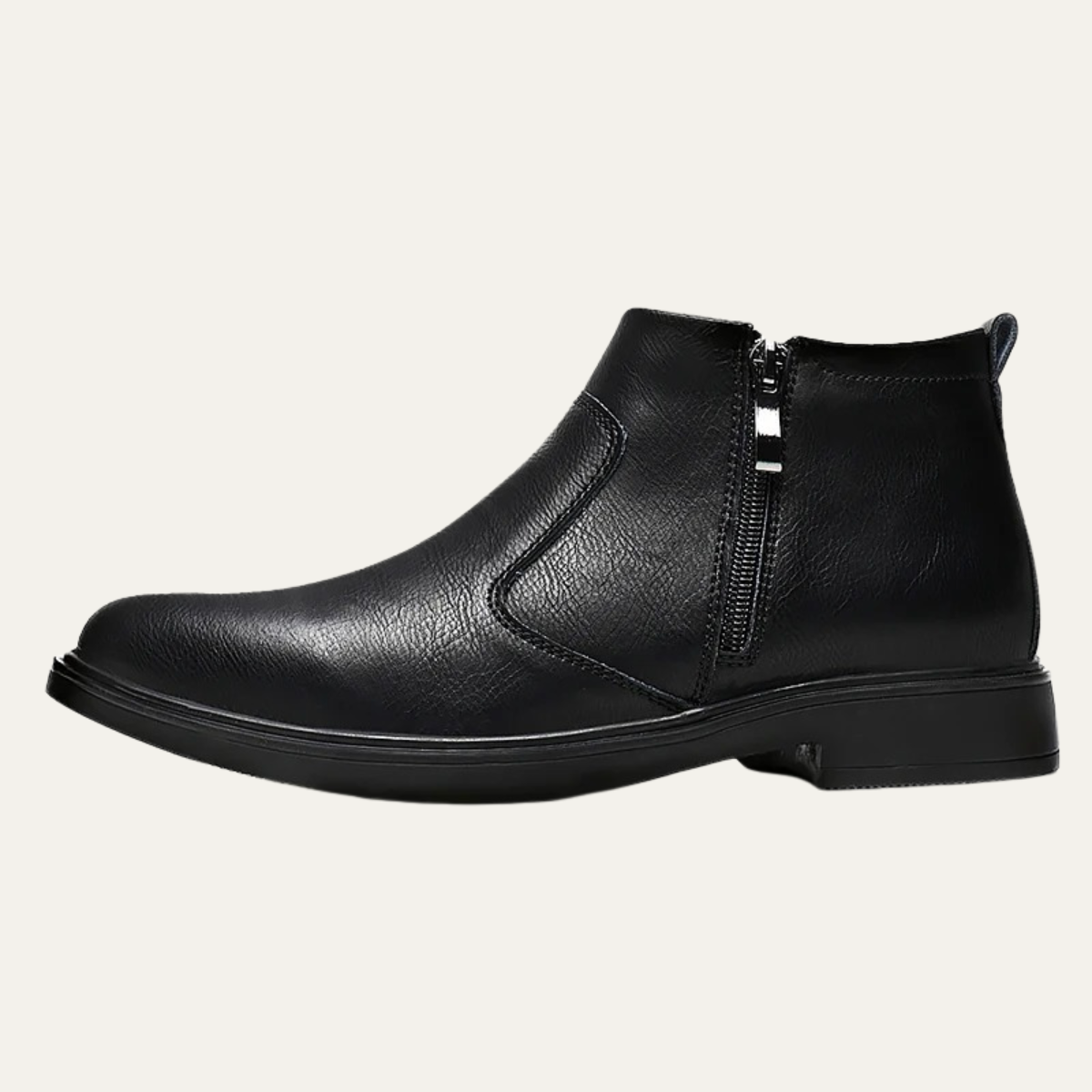 Classic Mens Leather Ankle Boots with Zipper