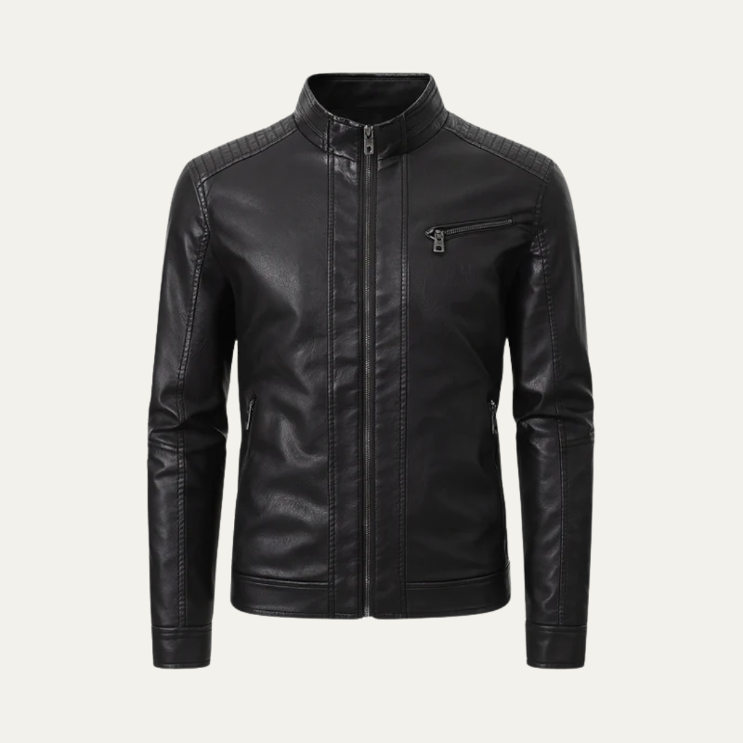 Men's Black Biker Leather Jacket - OutfitLondon