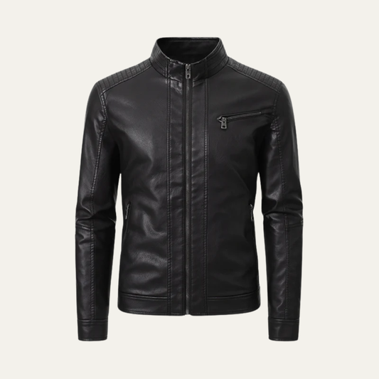 Men's Black Biker Leather Jacket - OutfitLondon