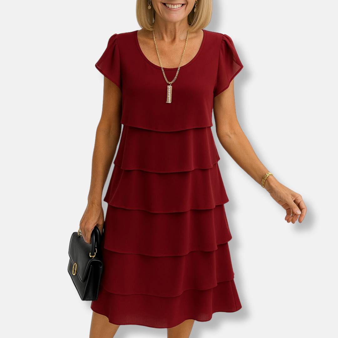 Flowy Tiered Ruffle Sleeve A-Line Dress