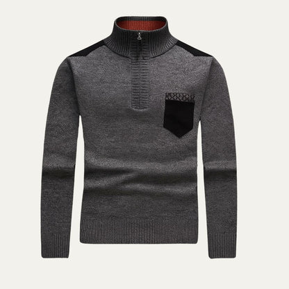 Colourful Patchwork Mens Half Zip Sweater - OutfitLondon