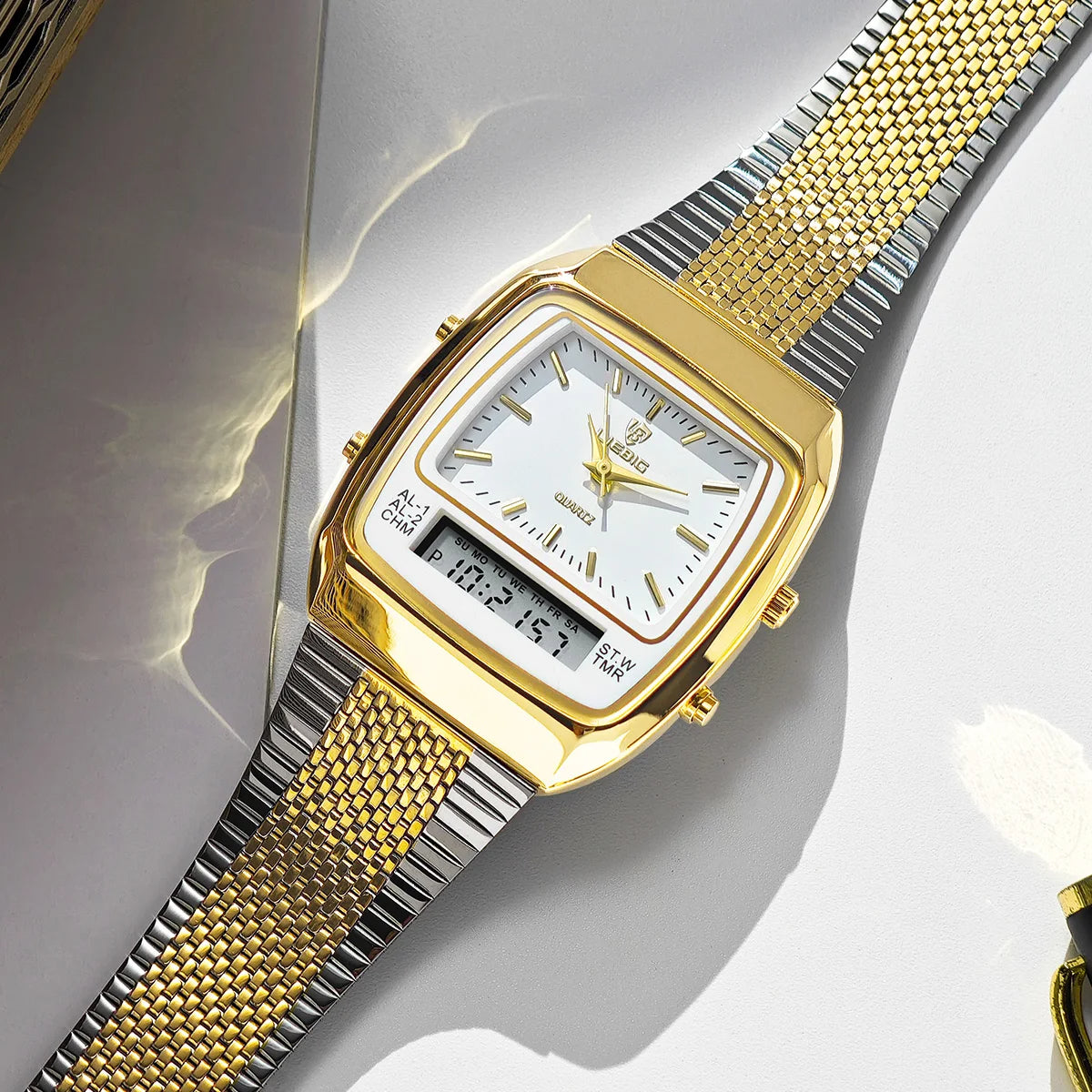 Vintage Style Dual Display Leather Watch