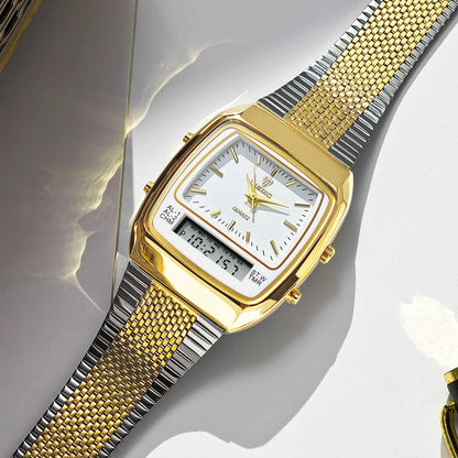 Vintage Style Dual Display Leather Watch