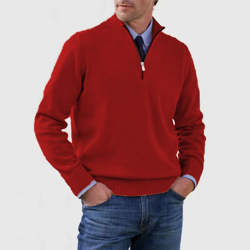 Men's Zip Up Crew Neck Sweater - OutfitLondon
