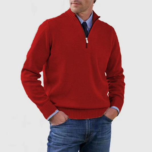 Men's Zip Up Crew Neck Sweater - OutfitLondon