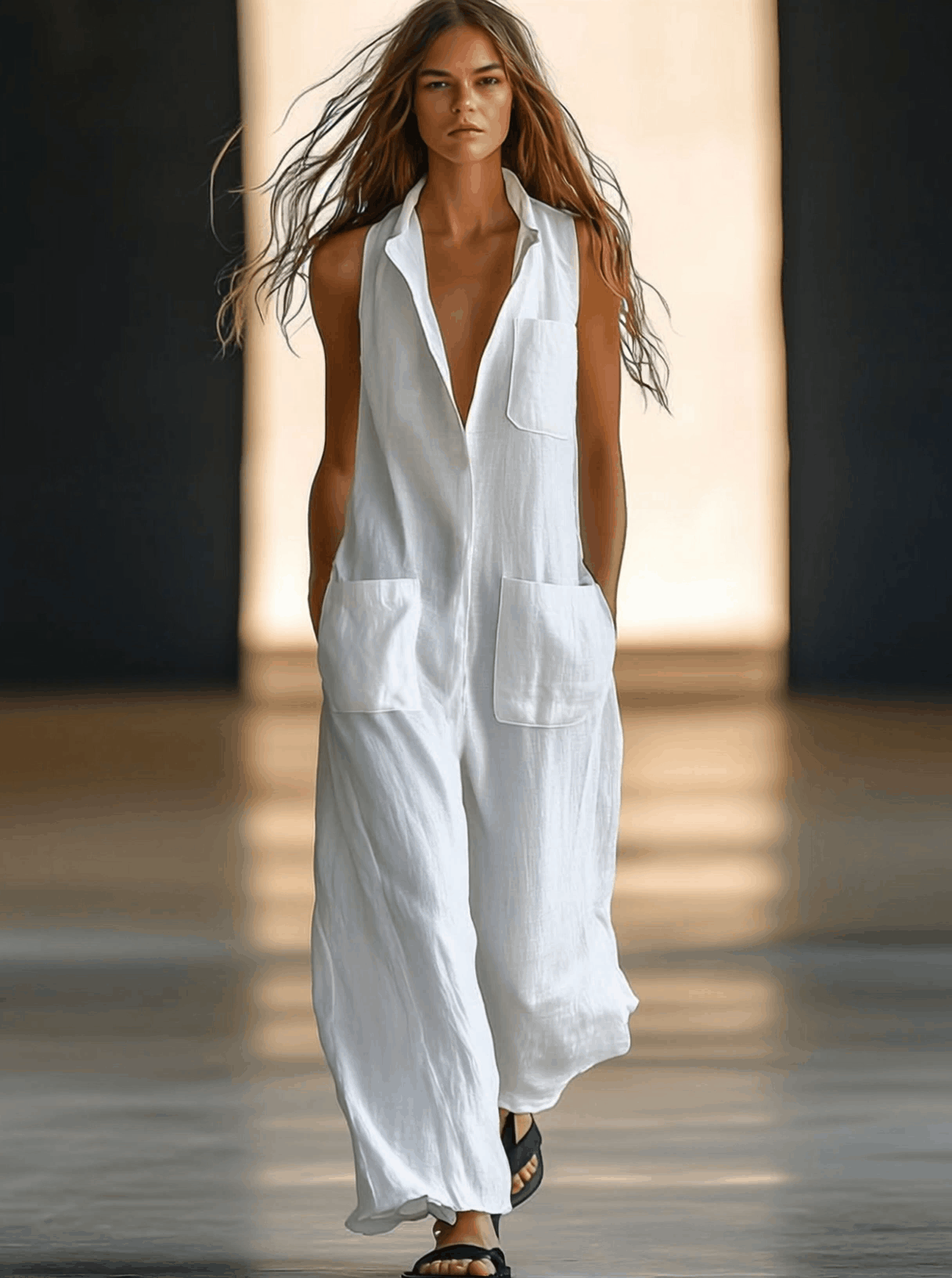 Relaxed Vintage Off White Romper Jumpsuit