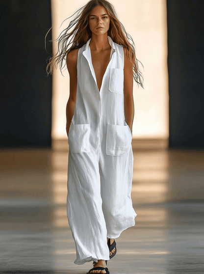 Relaxed Vintage Off White Romper Jumpsuit