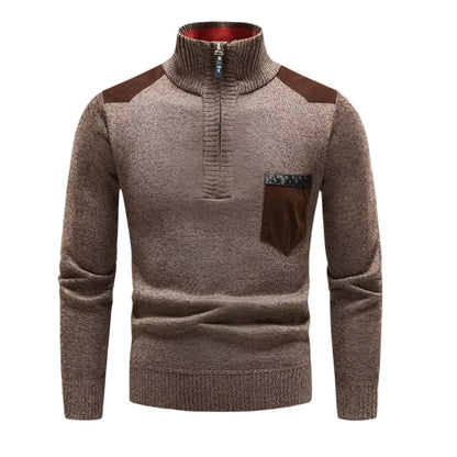 Colourful Patchwork Mens Half Zip Sweater