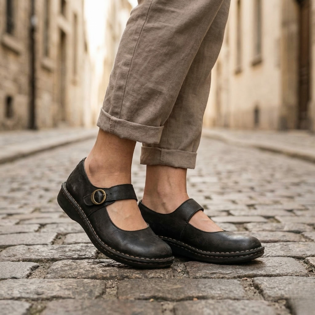 Classic Low Heel Leather Flat Shoes for Women