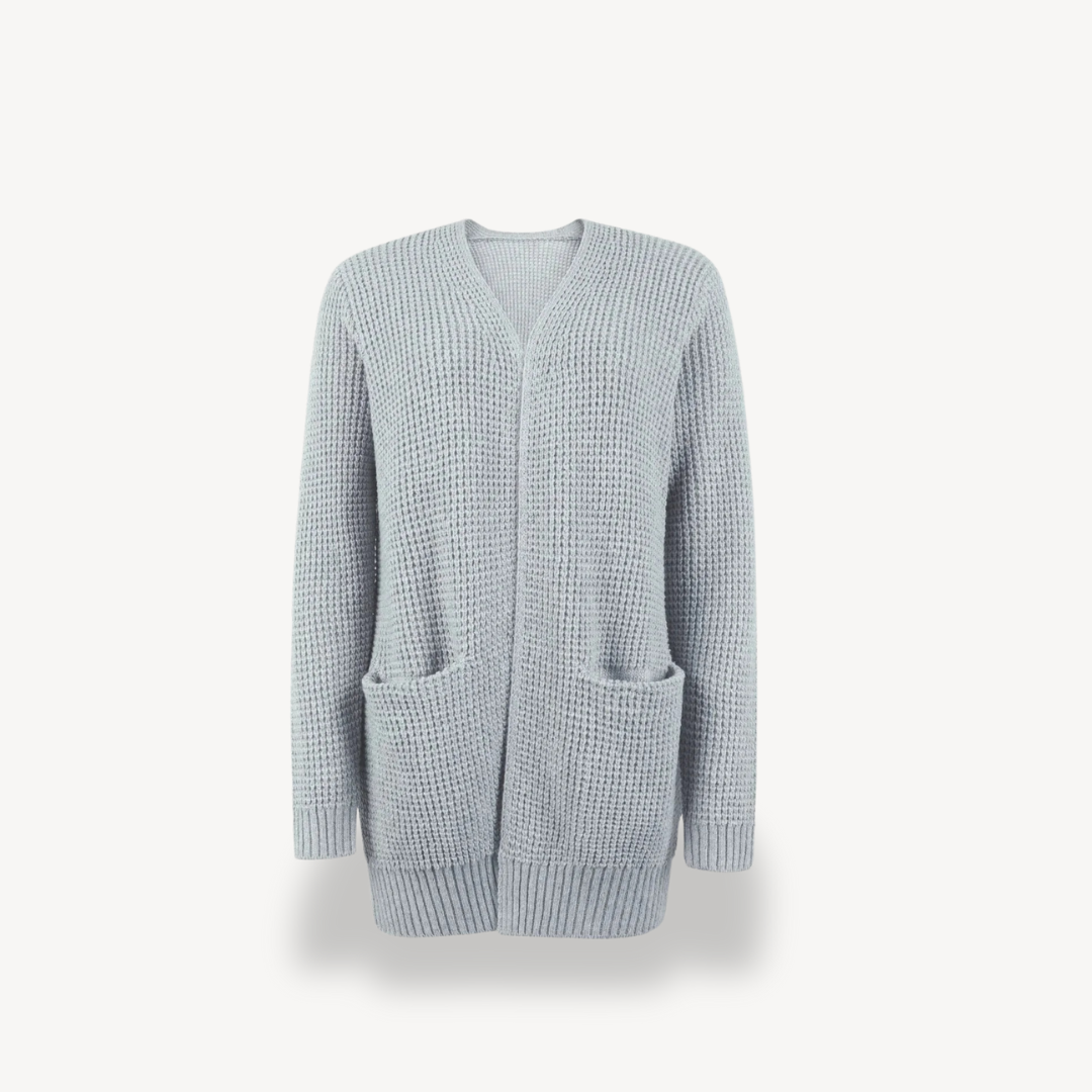 Cozy Crew Neck Cardigan for Women with Pockets - OutfitLondon