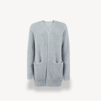 Cozy Crew Neck Cardigan for Women with Pockets - OutfitLondon