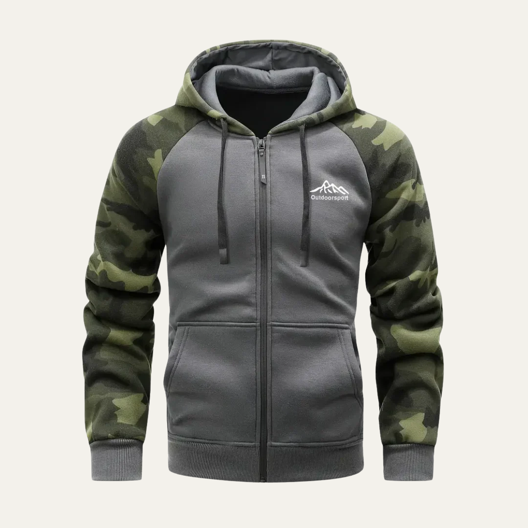 Men's Green Camo Athletic Hooded Jacket