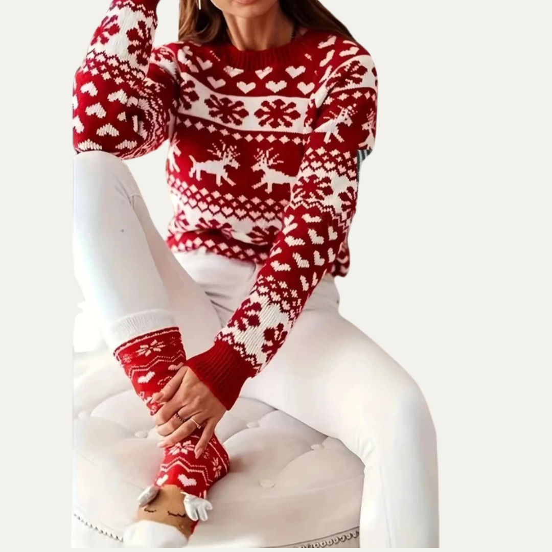 Colorful Winter Fair Isle Knit Sweater