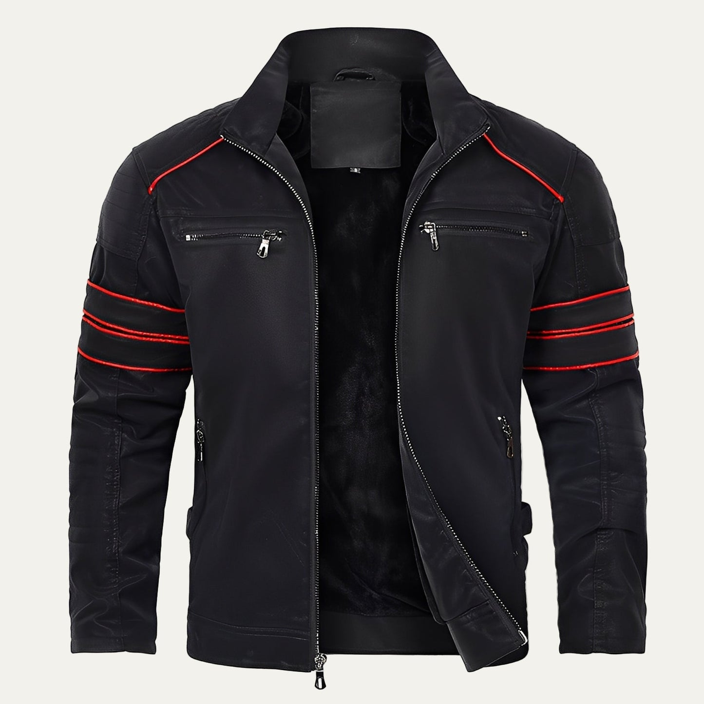 Men's Classic Stripe Biker Jacket