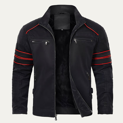 Men's Classic Stripe Biker Jacket