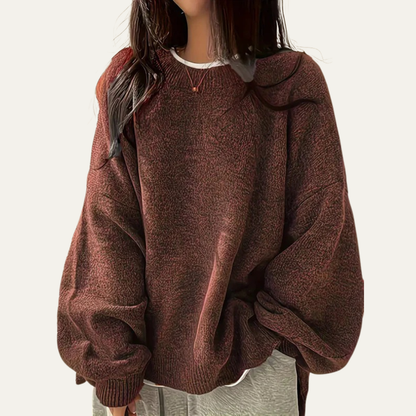 Relaxed Fit Long Sleeve Knit Sweater