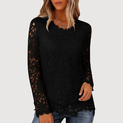 Delicate Lace Trim Women's Blouse