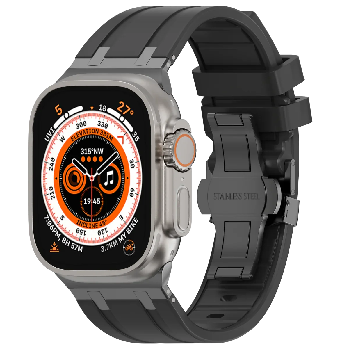 Flexible Rubber Apple Watch Strap With Silver Buckle