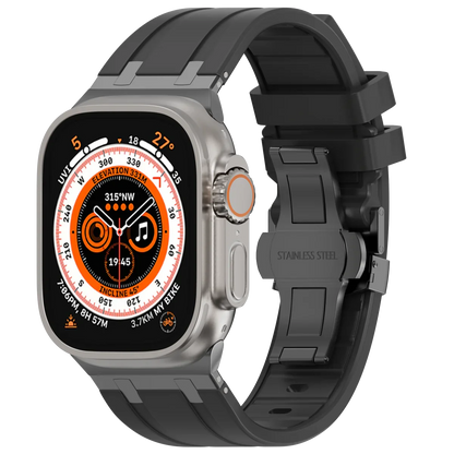 Flexible Rubber Apple Watch Strap With Silver Buckle