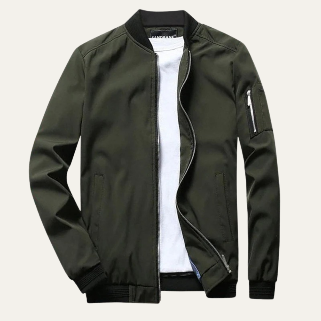 Men's Vintage Zip Up Bomber Jacket with Functional Pockets