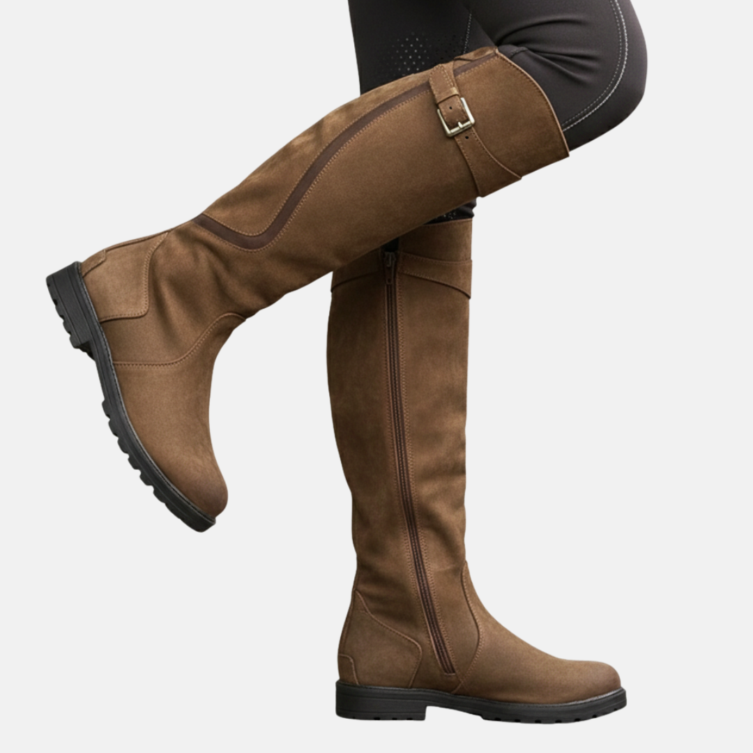 Tall Waterproof Hiking Boots with Buckle Detail