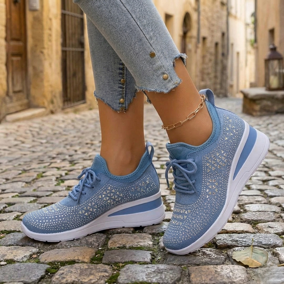 Ladies Cushion Sneakers Casual Lace Up Walking Shoes