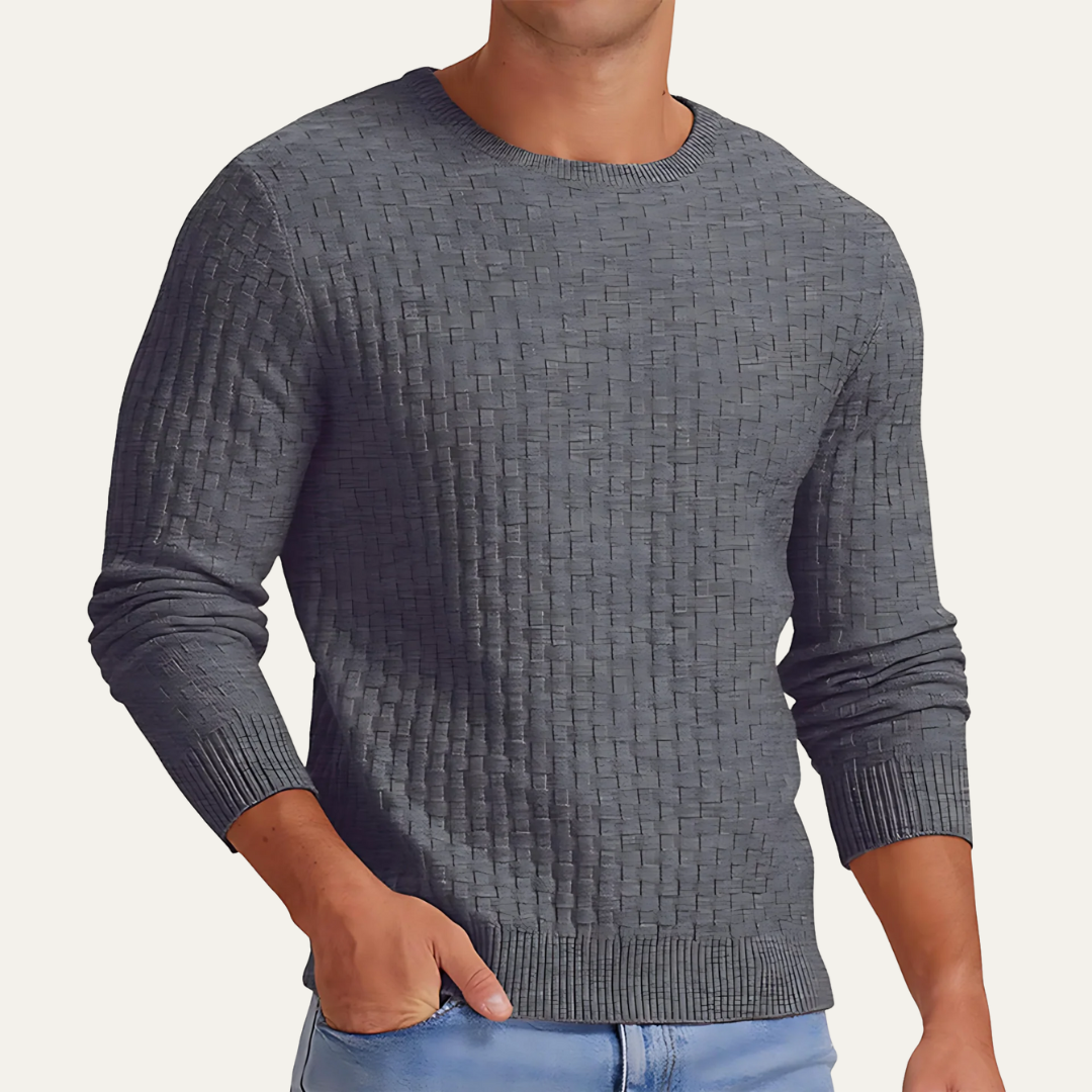 Men's Knit Pattern Crew Neck Sweater