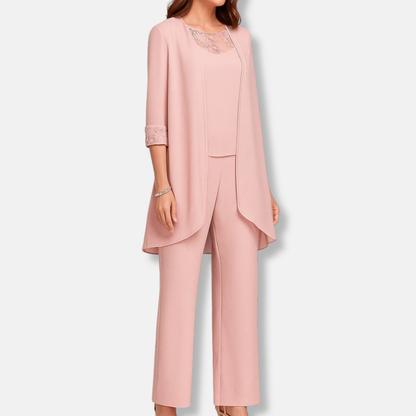 Elegant 3 Piece Lace Trim Outfit Set