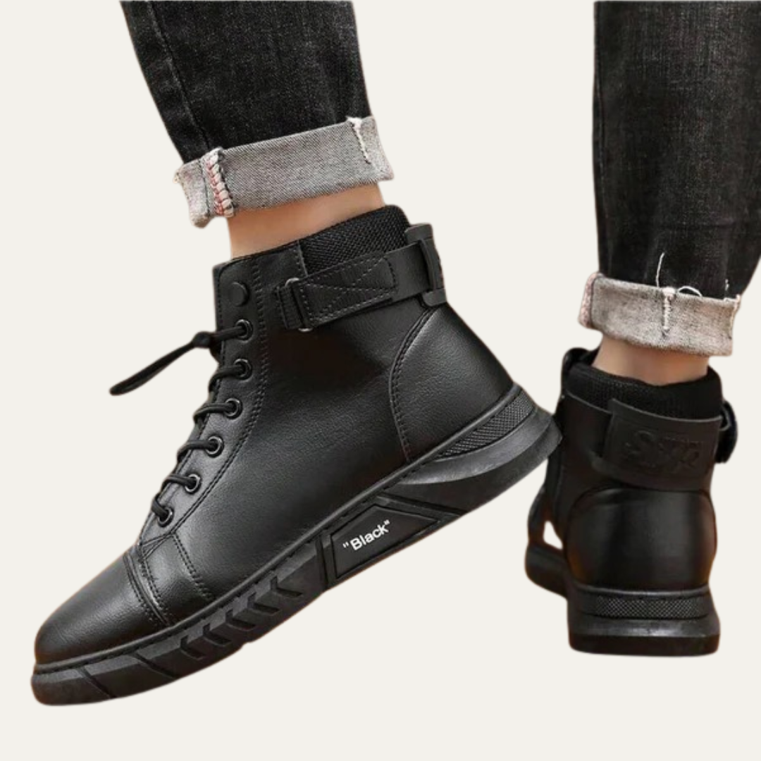 Tall Lace Up Strap Sneaker Boots for Men