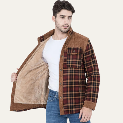 Warm Plaid Fleece Lined Men's Flannel Jacket