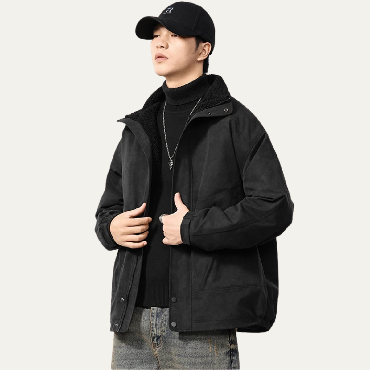 Luxury Mens Suede Inside Fleece Bomber Jacket