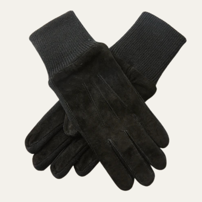 Warm Men's Suede Gloves with Fleece Lining
