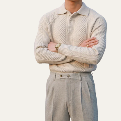 Men's Texture Knit Quarter Zip Sweater