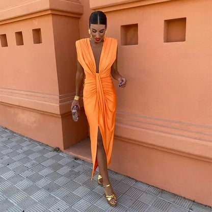 Stylish Ruffled Floor Length Dress