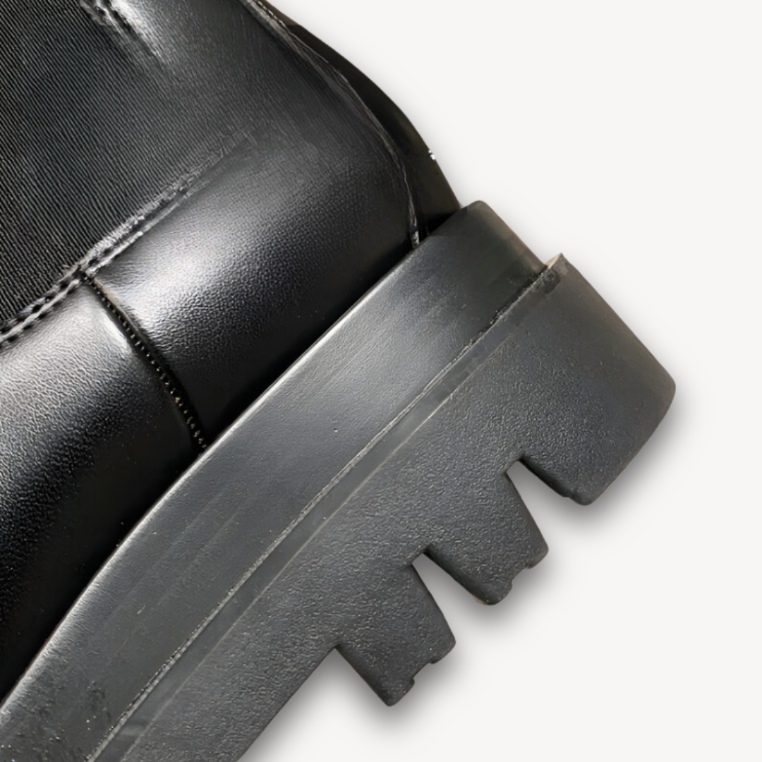 Classic Black Leather Ankle Boots - Comfortable Slip On Shoes