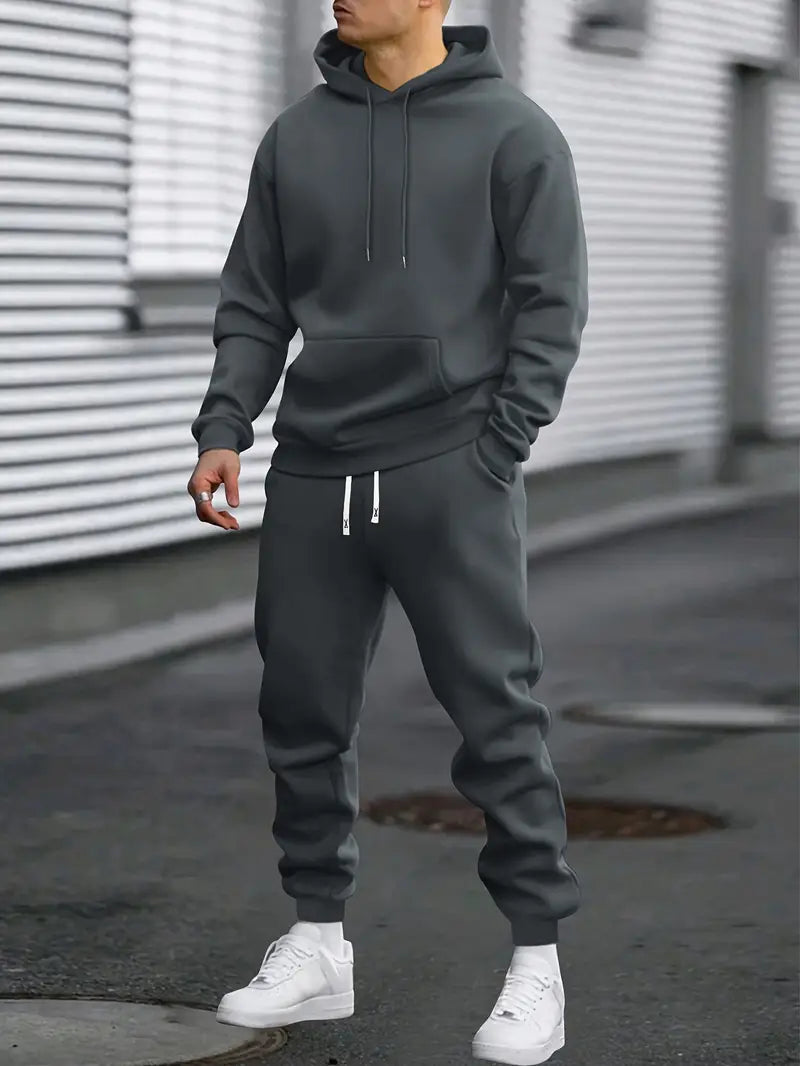 Men's 2-Piece Fleece Hoodie Tracksuit Set