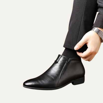 Smart Leather Mens Boots with Side Zip
