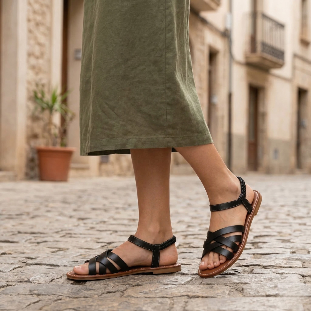Comfortable Strappy Sandals Leather Summer Footwear