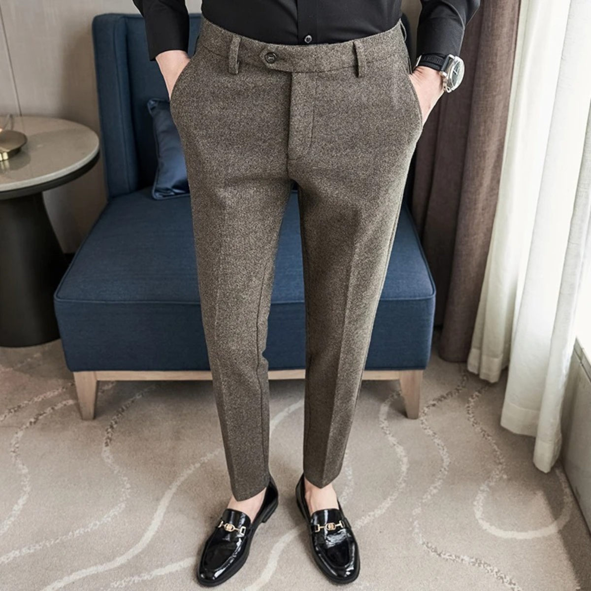Stylish Men's Tailored Wool Formal Pants