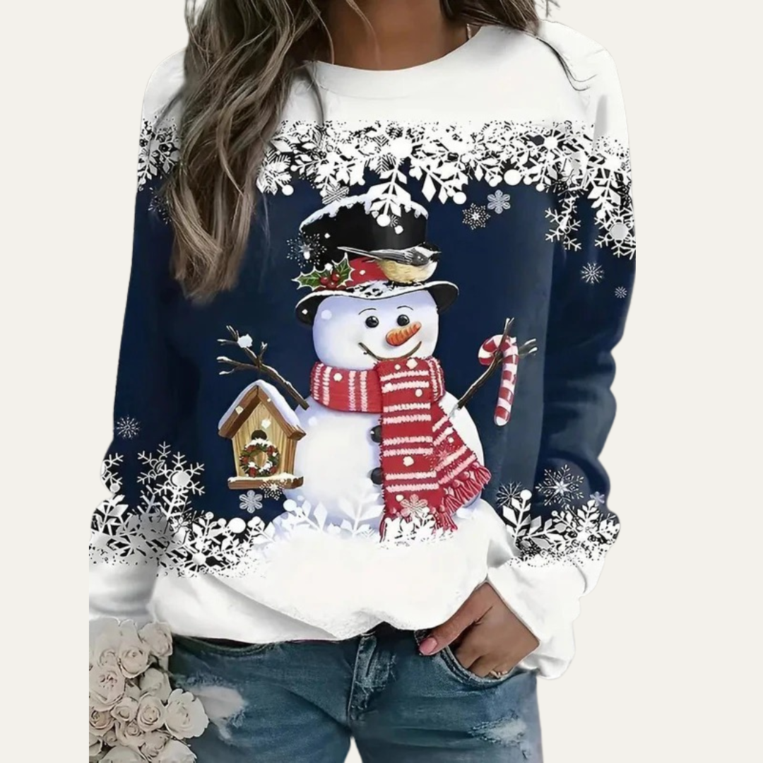 Fun Holiday Snowman Crew Neck Sweater