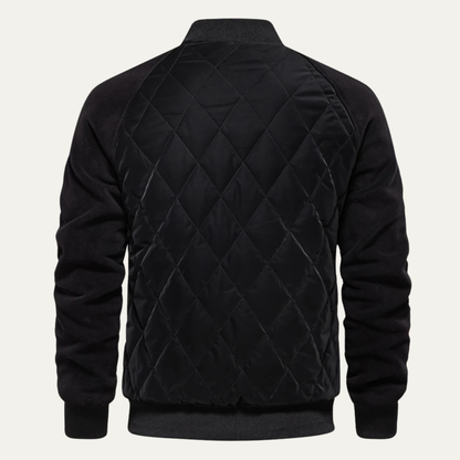 Warm Mens Quilted Patchwork Bomber Coat