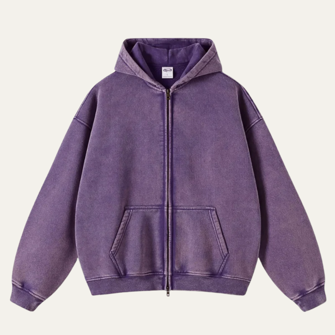 Casual Fit Full Zip Hooded Sweater