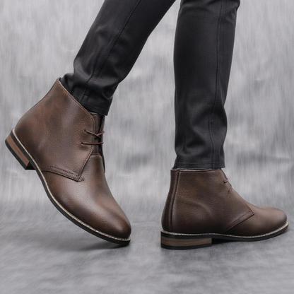 Rustic Men's Classic Brown Leather Ankle Boots
